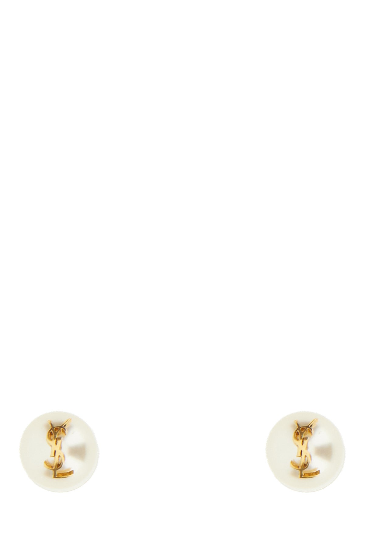 Saint Laurent Orecchini in perla e metallo oro
