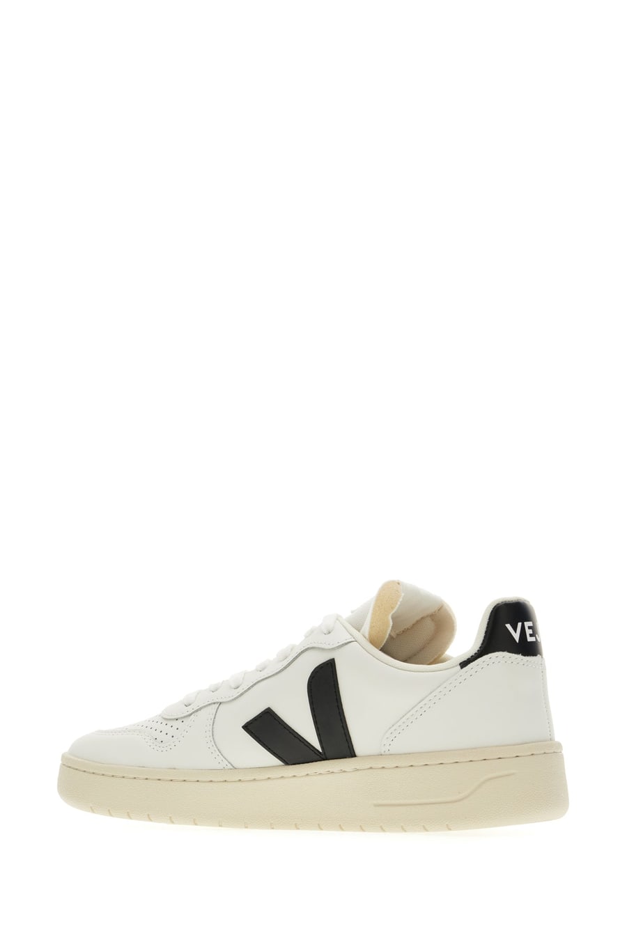 VEJA Sneakers V-10 in pelle bianca, view 3
