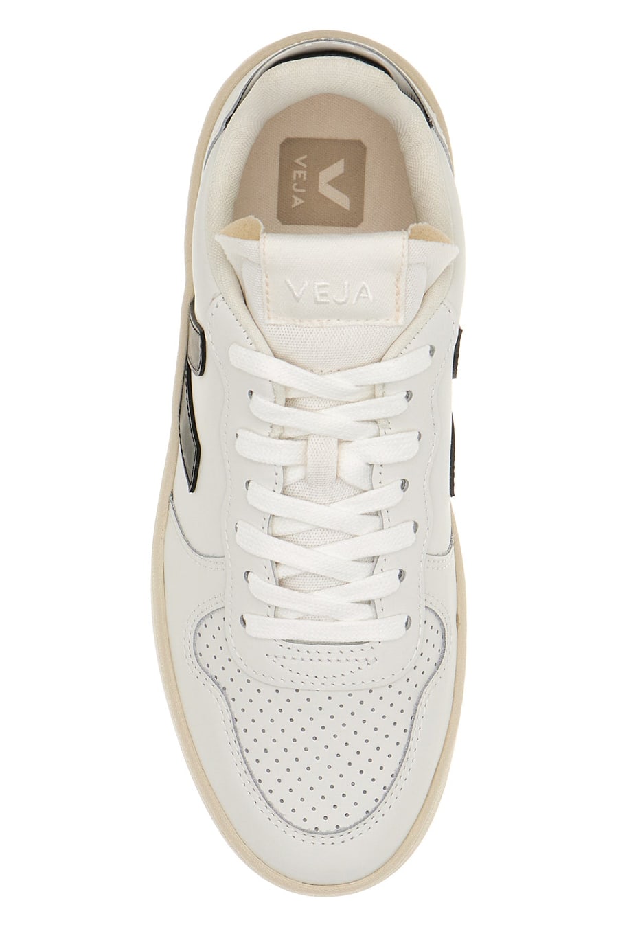 VEJA Sneakers V-10 in pelle bianca, view 4