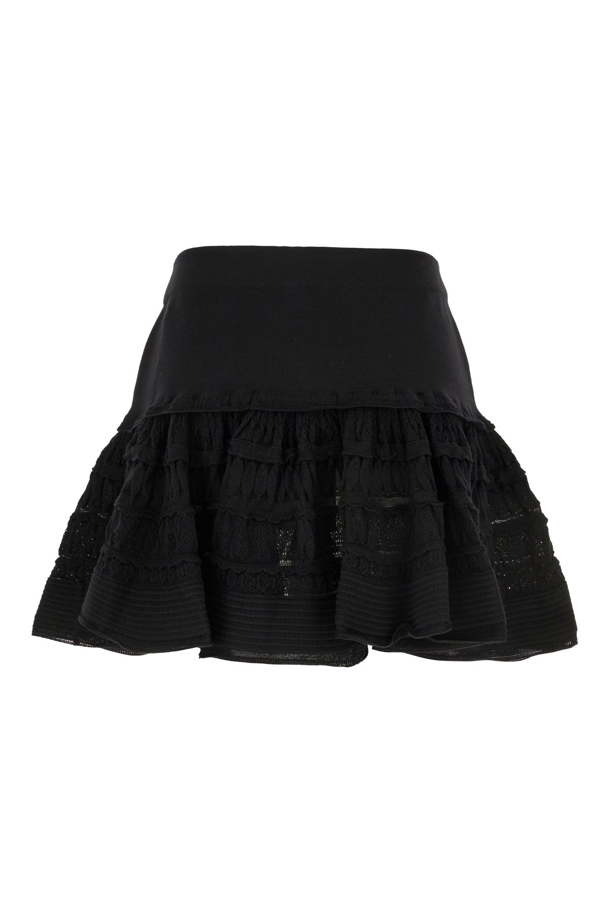 Alaïa Gonna in misto lana stretch nera, view 2