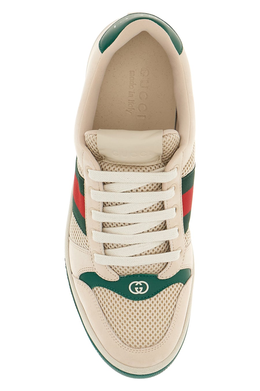 Gucci Sneakers Screener avorio in rete e pelle scamosciata, view 4