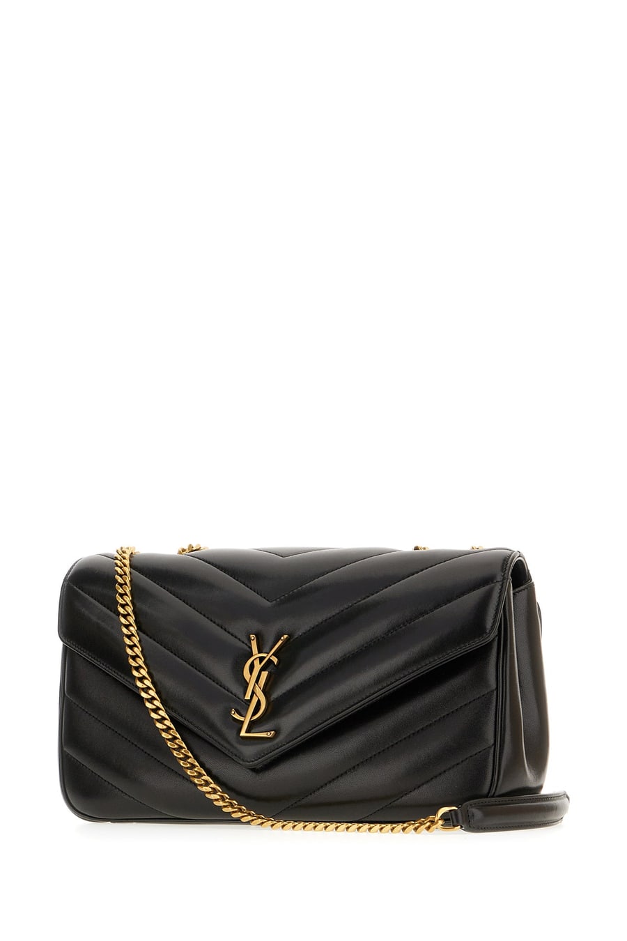 Saint Laurent Borsa a spalla LouLou media in pelle nera, view 2