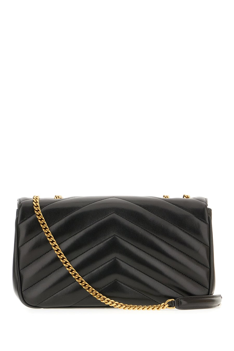 Saint Laurent Borsa a spalla LouLou media in pelle nera, view 3