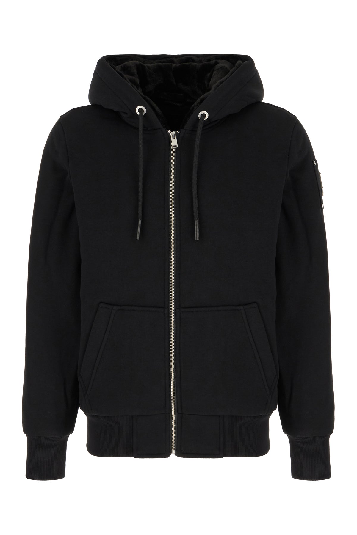 MOOSE KNUCKLES Black cotton blend padded sweatshirt