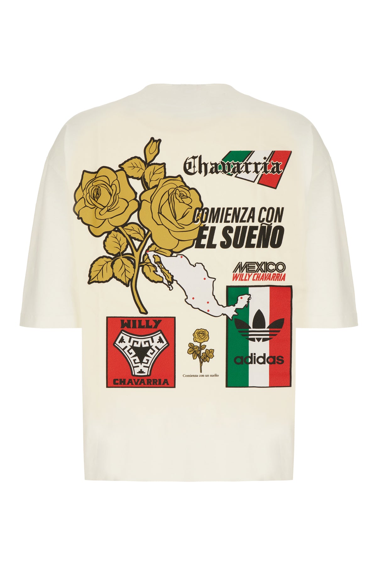 ADIDAS x WILLY CHAVARRIA T-shirt in cotone avorio, view 2