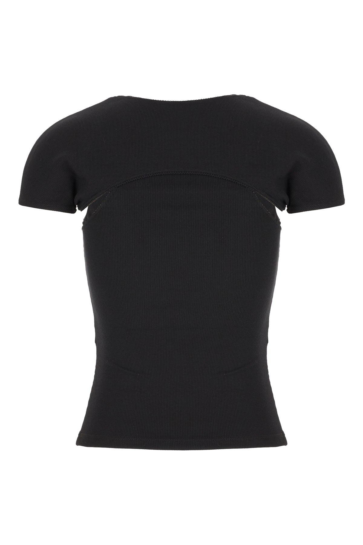 Alaïa T-shirt in misto cotone nero, view 2