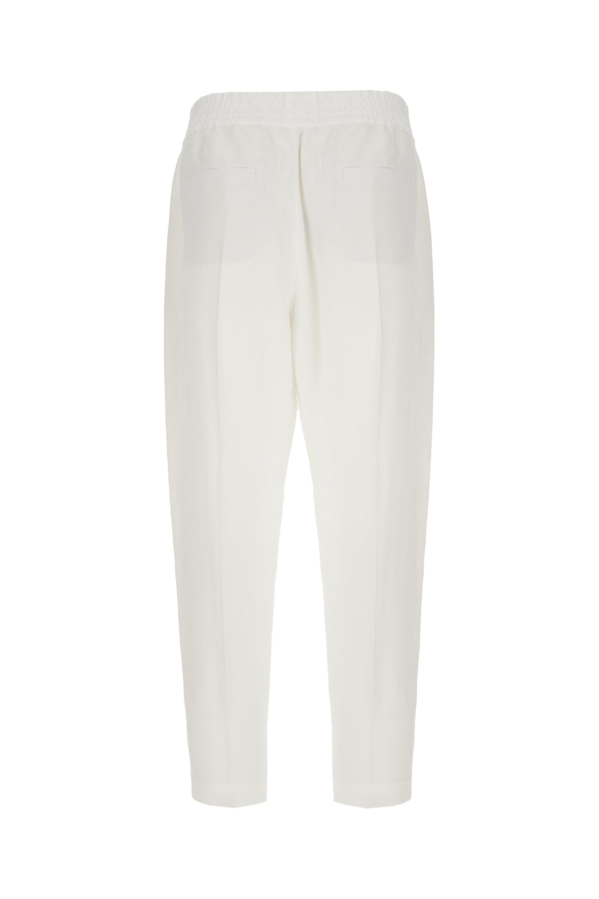 Brunello Cucinelli Pantalone in misto viscosa bianco, view 2