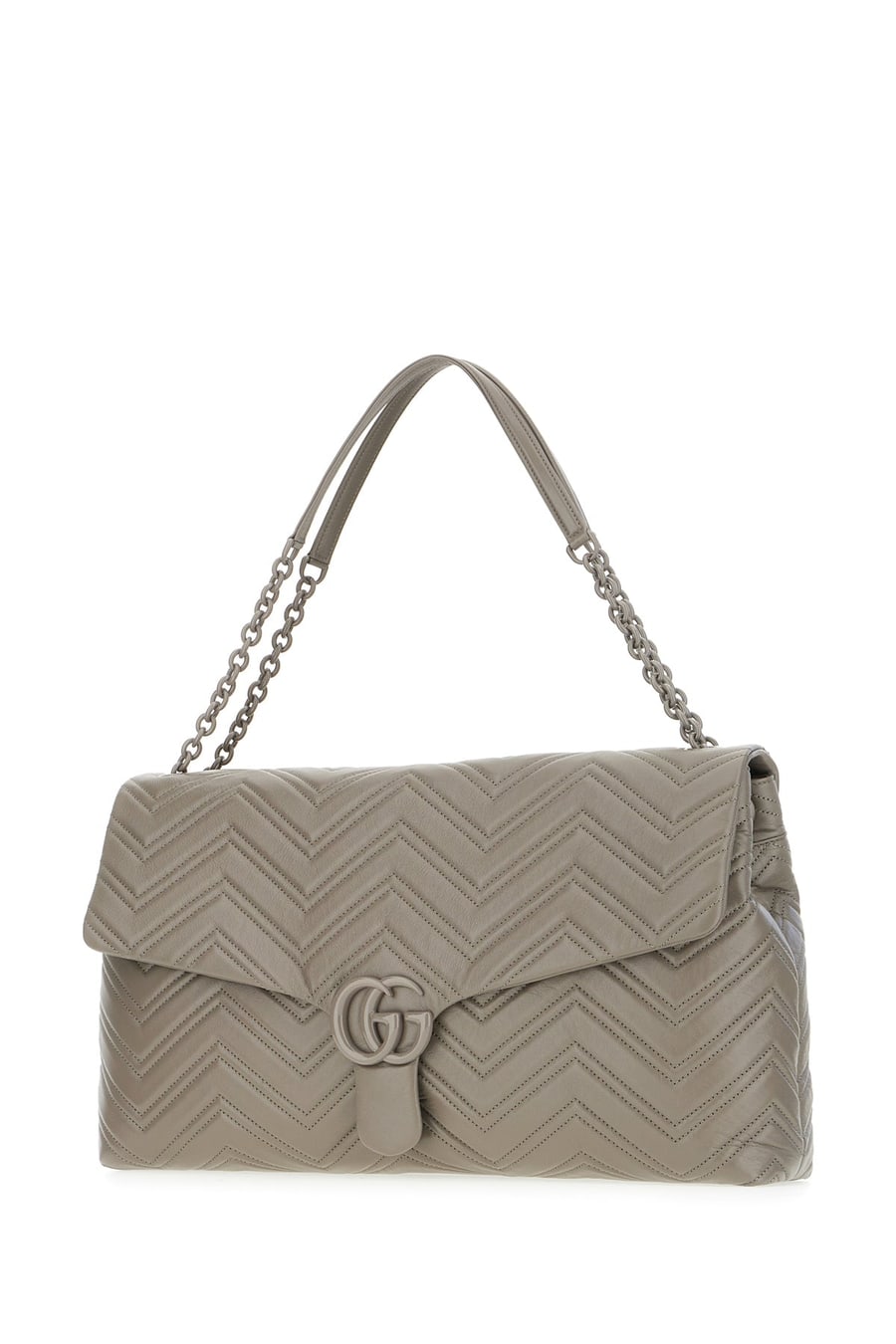 Gucci Borsa a spalla in nappa grigia, view 2