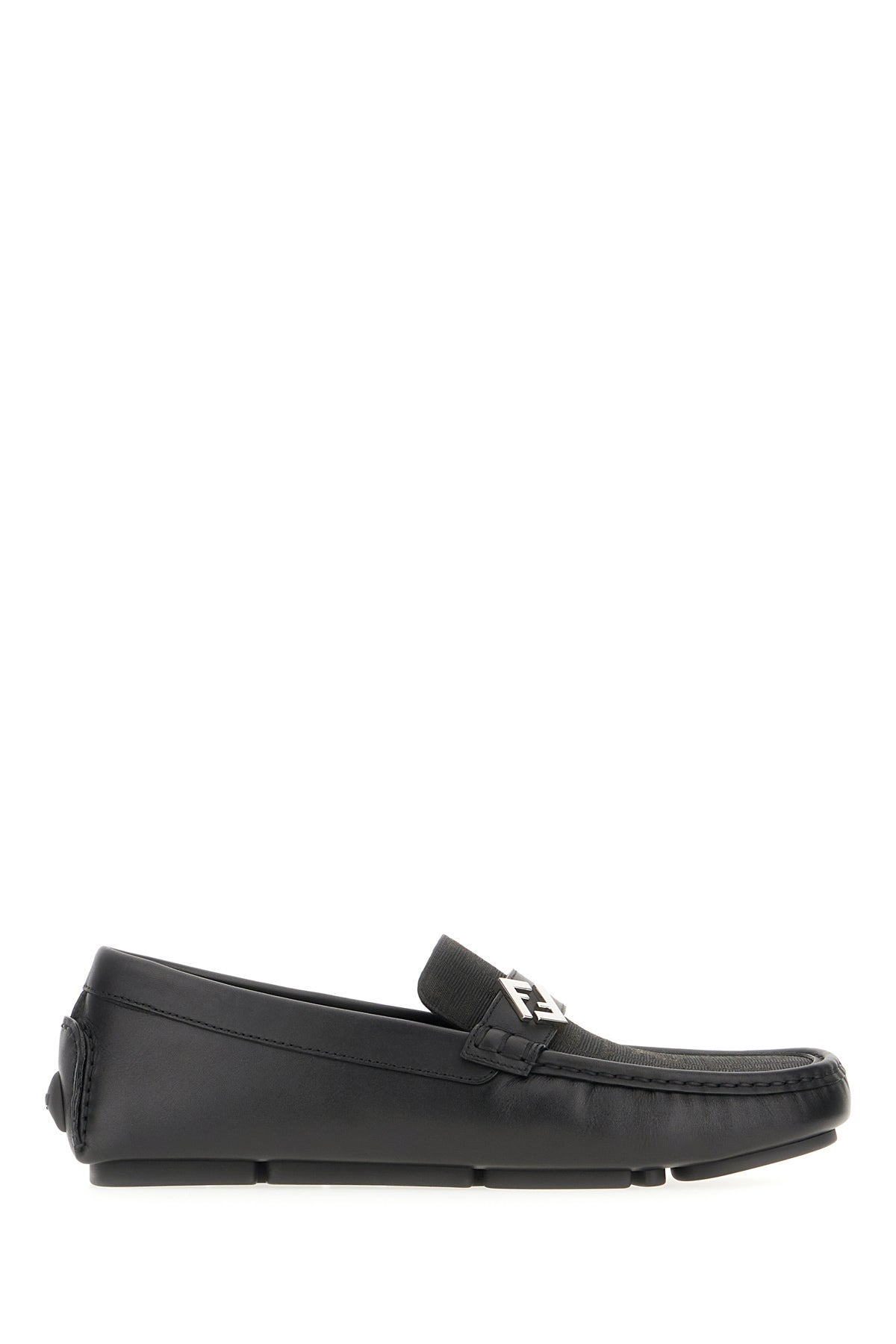 Fendi Mocassini Driver nero in pelle e tessuto