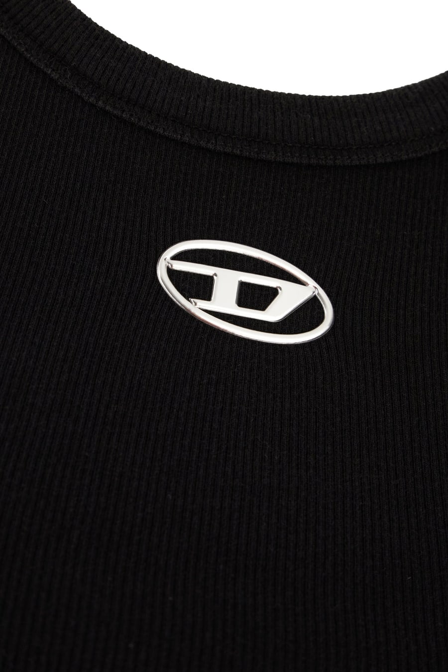 Diesel Top in cotone stretch nero, view 3