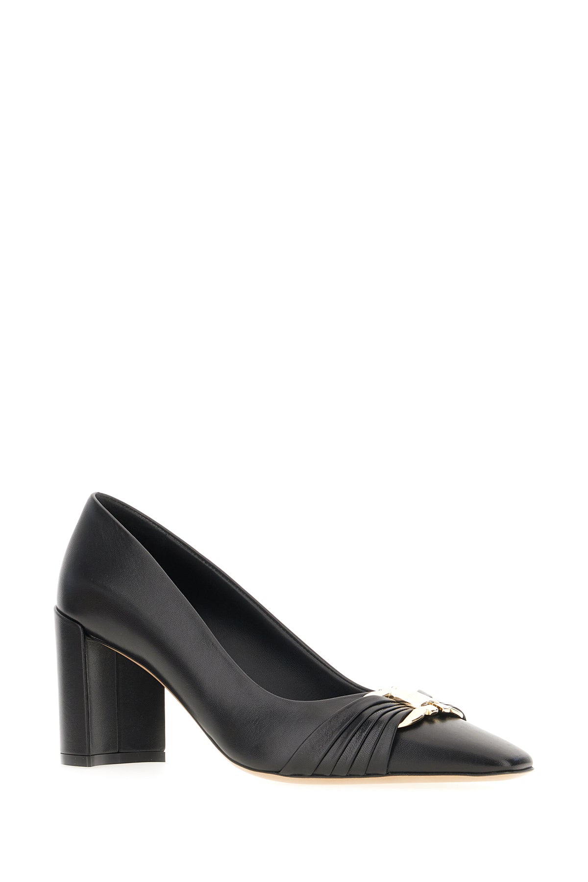 Ferragamo Scarpe con tacco Tillya in pelle nera, view 2