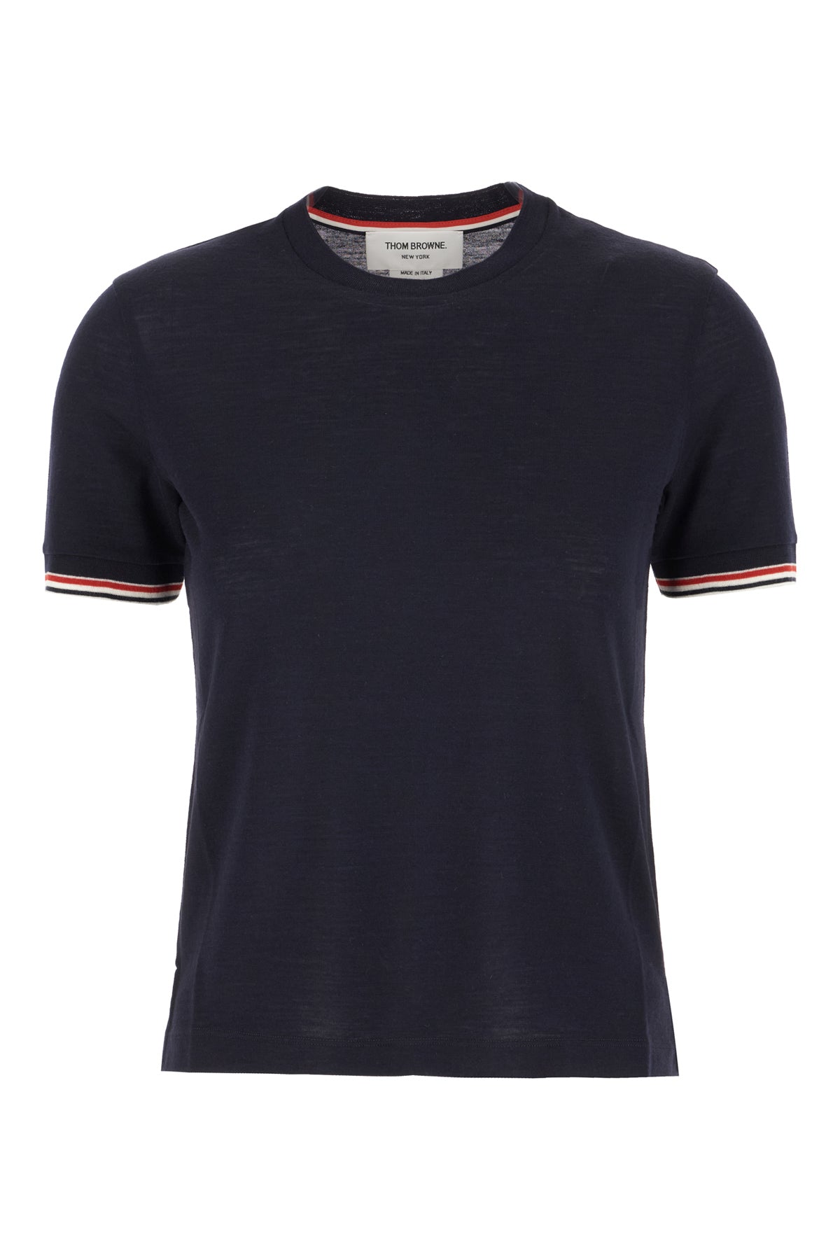 Thom Browne T-shirt in misto lana blu navy