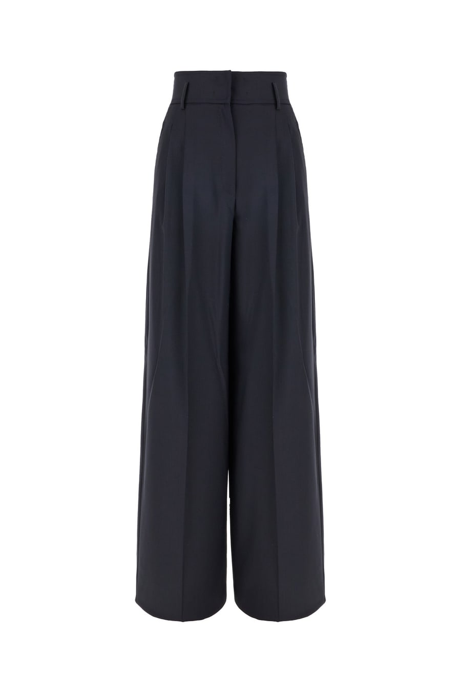 Max Mara Studio Pantalone in lana blu navy