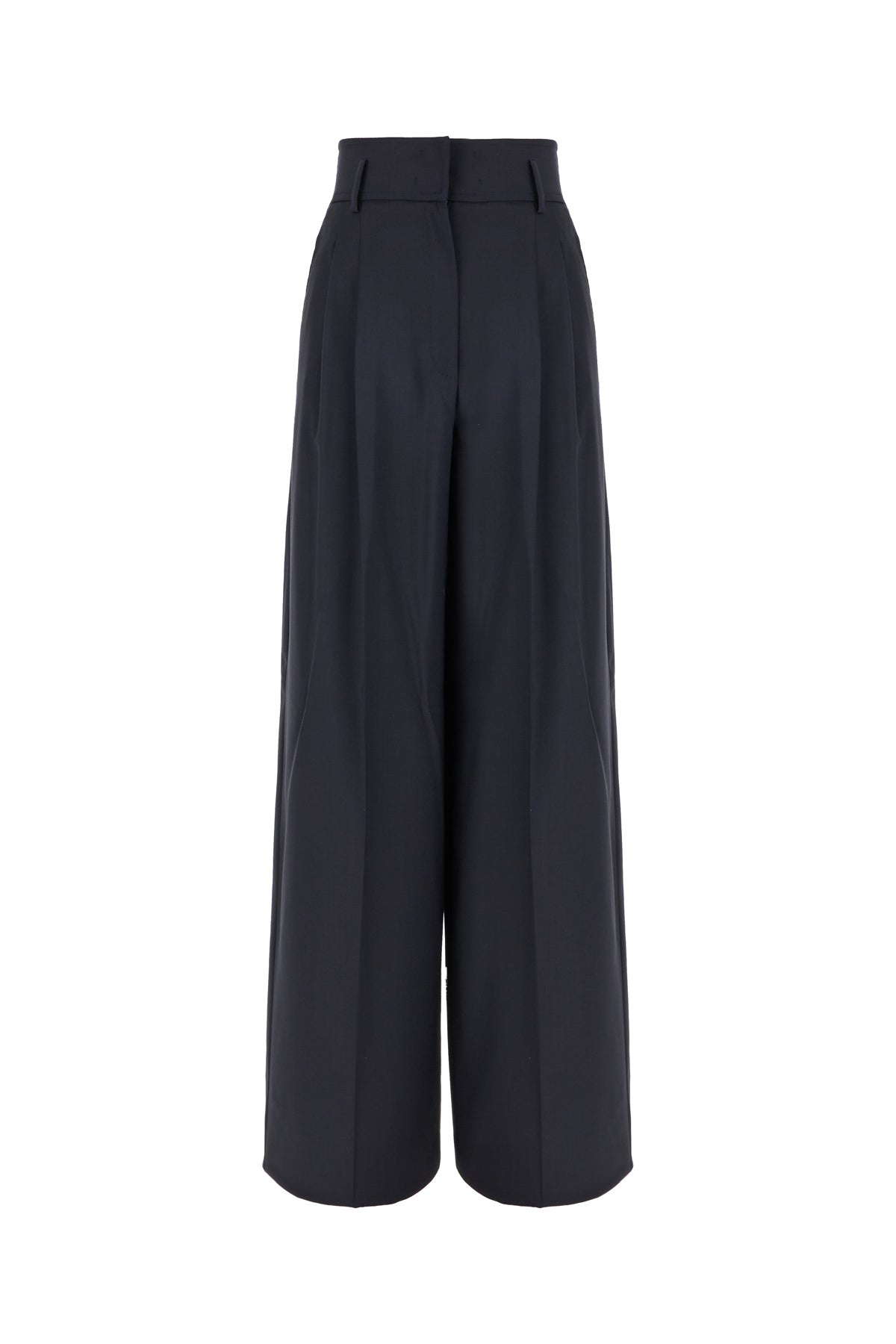 Max Mara Studio Pantalone in lana blu navy