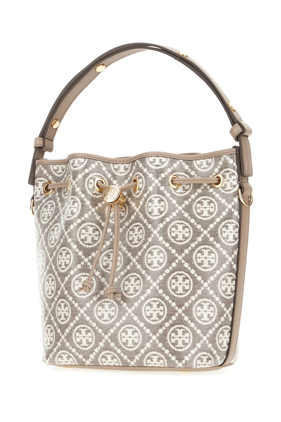 Tory Burch Borsa a secchiello T-Monogram in tela stampata, view 2