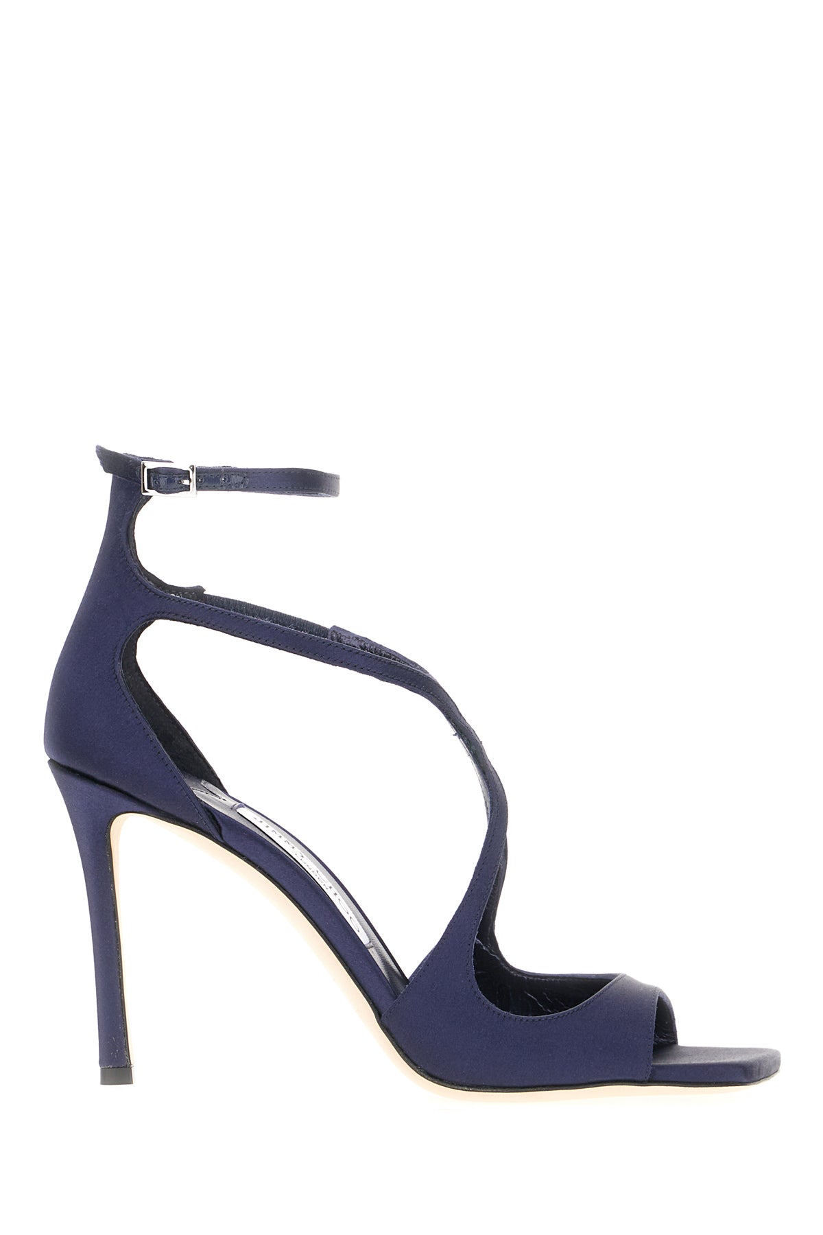 Jimmy Choo Sandali Azia in raso blu notte