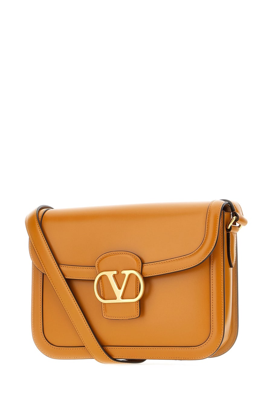 Valentino Garavani Borsa a tracolla 9TO5 in pelle caramello, view 2
