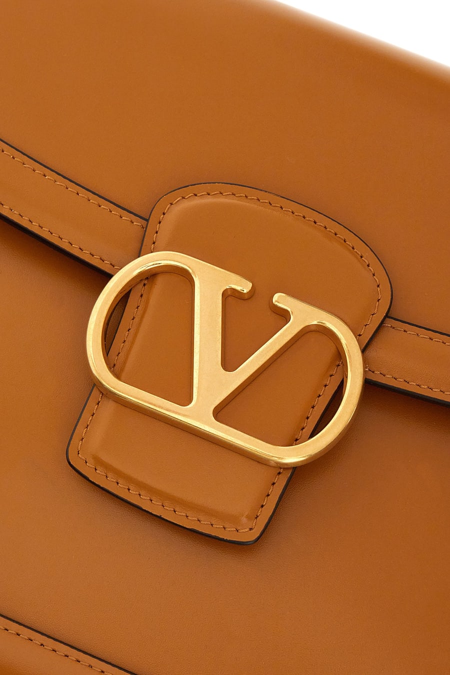 Valentino Garavani Borsa a tracolla 9TO5 in pelle caramello, view 4