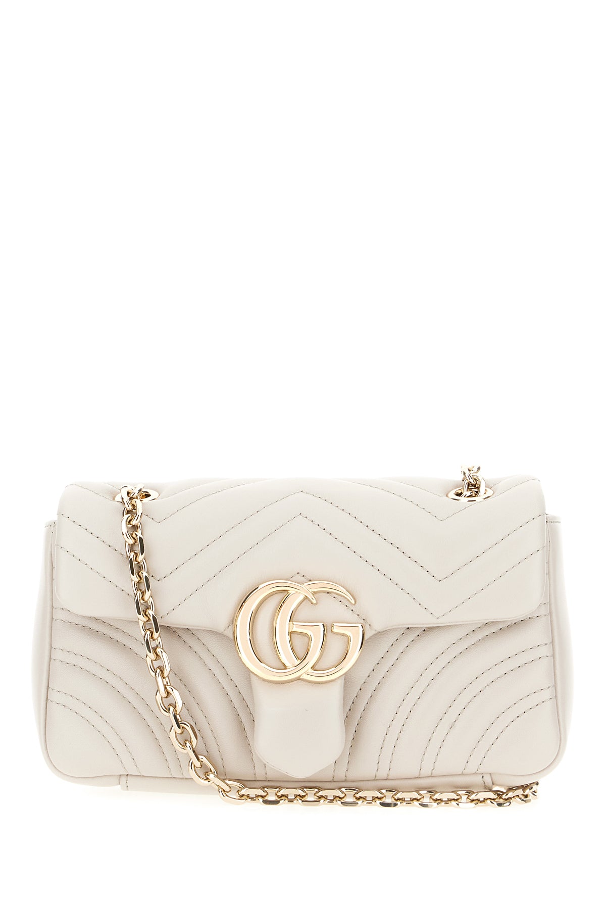 Gucci Borsa a spalla GG Marmont piccola in nappa gesso