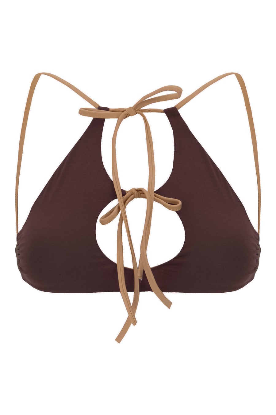 ANAMI Top bikini reversibile in nylon stretch marrone