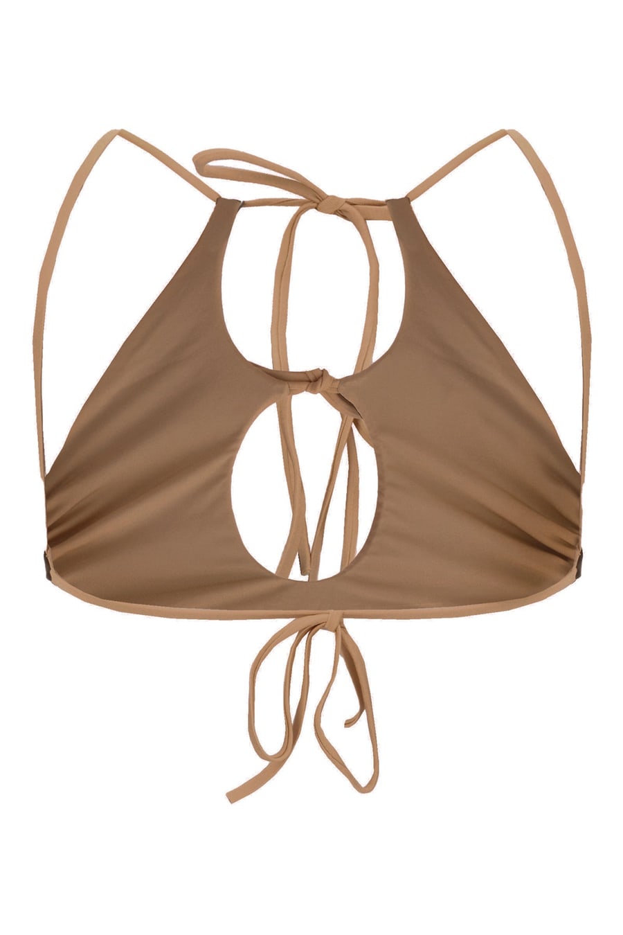 ANAMI Top bikini reversibile in nylon stretch marrone, view 2