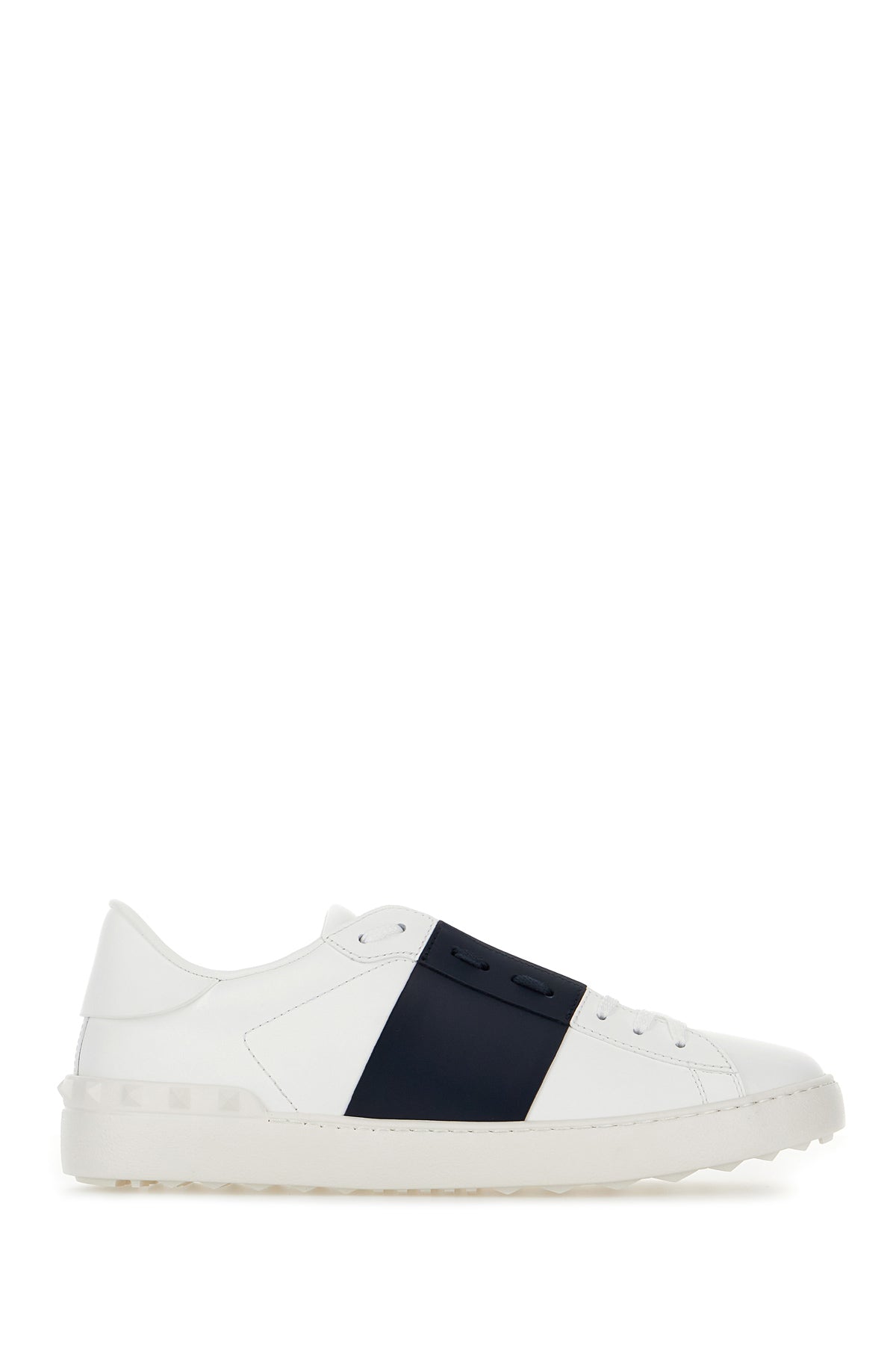 Valentino Garavani Sneakers Open in pelle bianca con banda blu navy