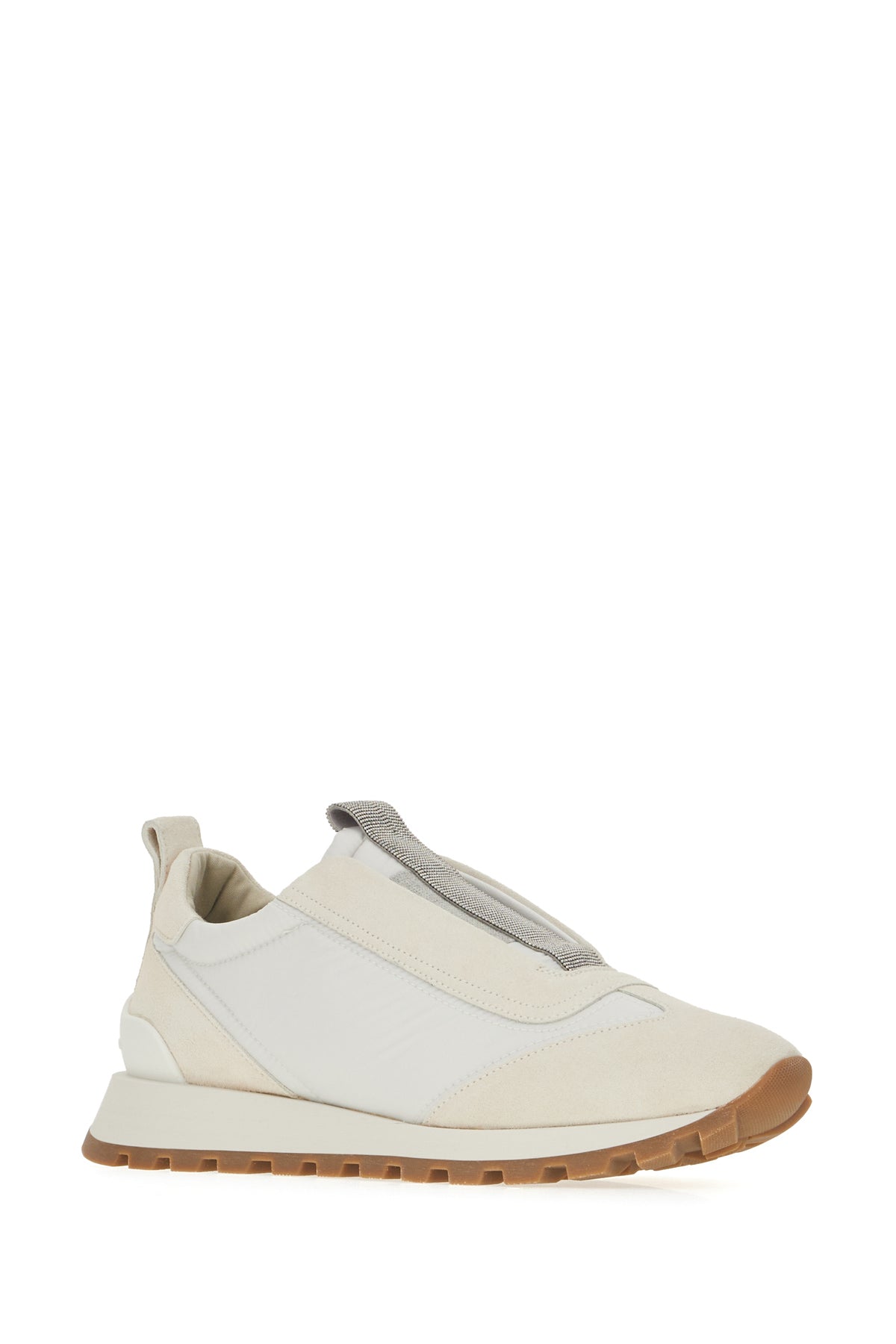 Brunello Cucinelli Sneakers bicolor in pelle scamosciata e nylon, view 2