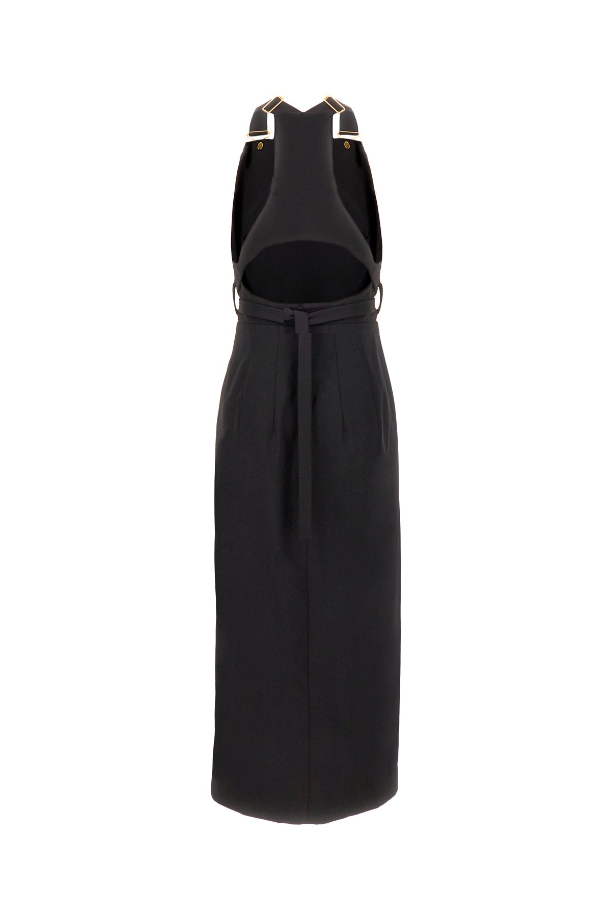 PATOU Abito Dungaree in lana stretch nera, view 2