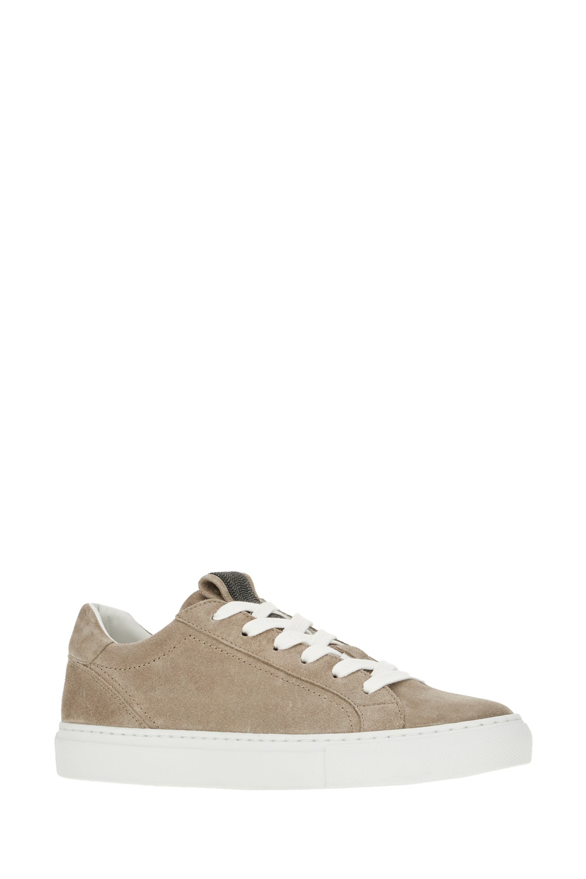 Brunello Cucinelli Sneakers in pelle scamosciata tortora, view 2