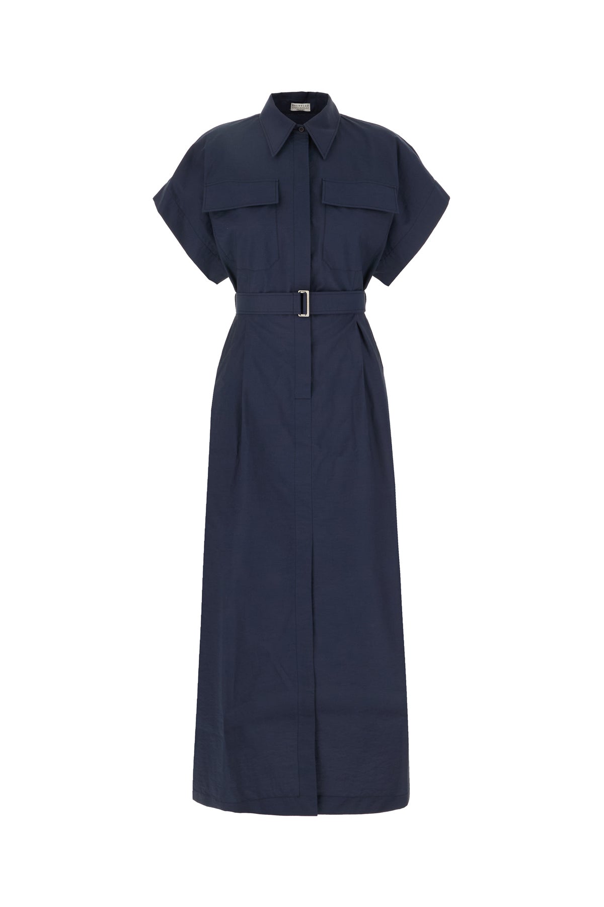 Brunello Cucinelli Abito in misto cotone blu