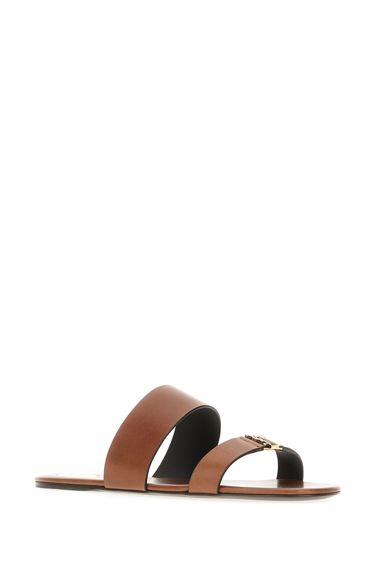 Saint Laurent Sandali Babylone in pelle marrone, view 2