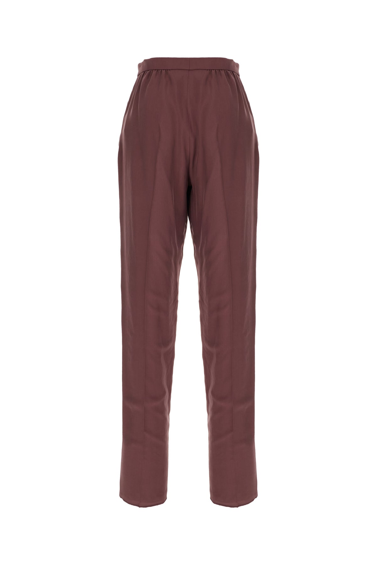 Saint Laurent Pantalone in seta prugna, view 2