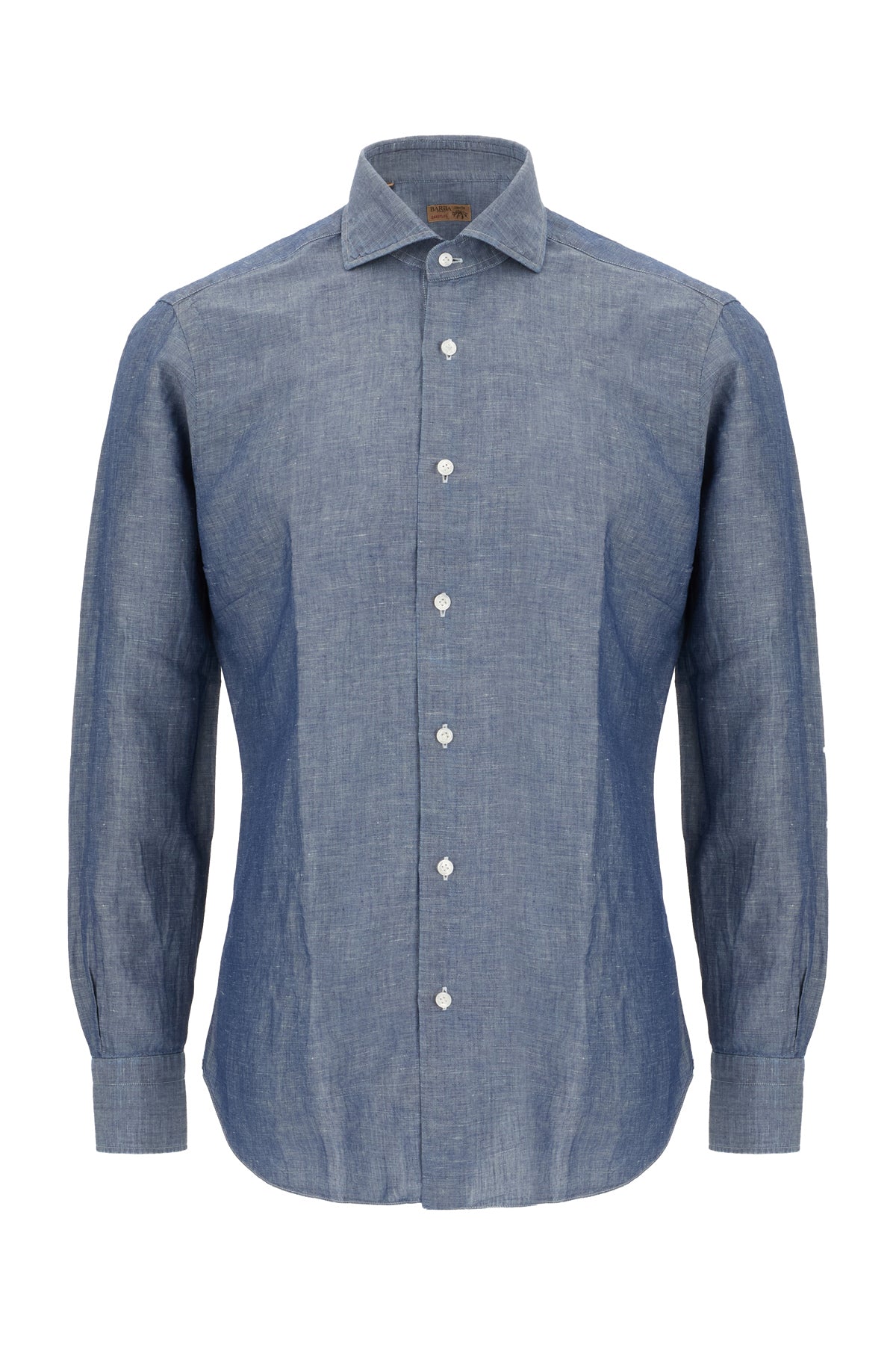 BARBA Camicia in misto lino blu denim