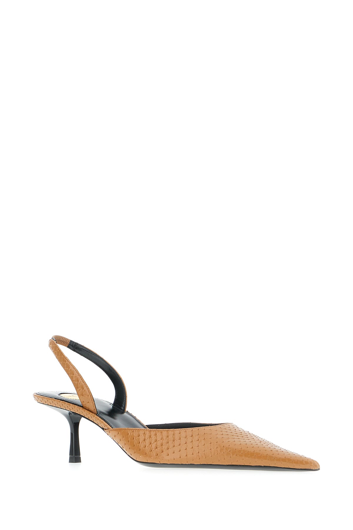Saint Laurent Scarpe con tacco in pelle cammello, view 2