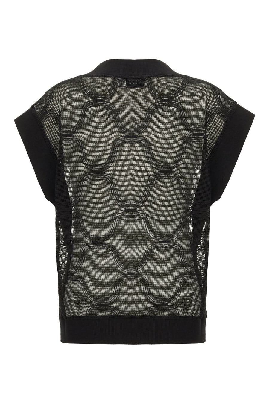 ALPHA STUDIO Cardigan smanicato in cotone nero, view 2