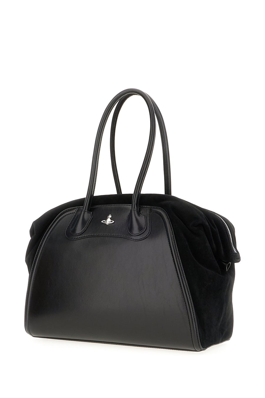 Vivienne Westwood Borsa a spalla Shirley nera in pelle e pelle scamosciata, view 2