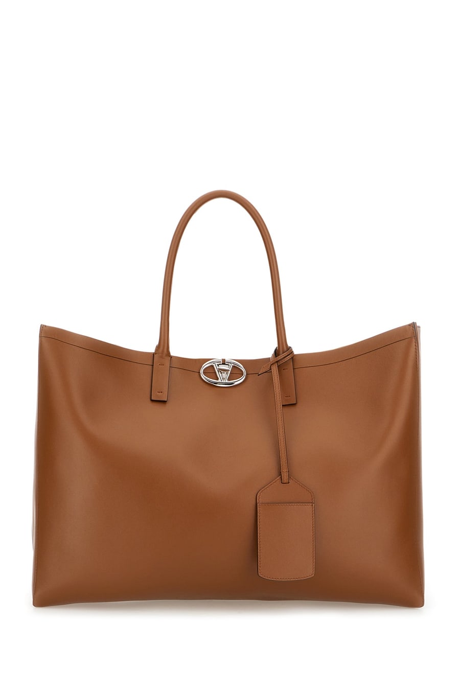 Valentino Garavani Borsa shopping VLogo Locker in pelle marrone