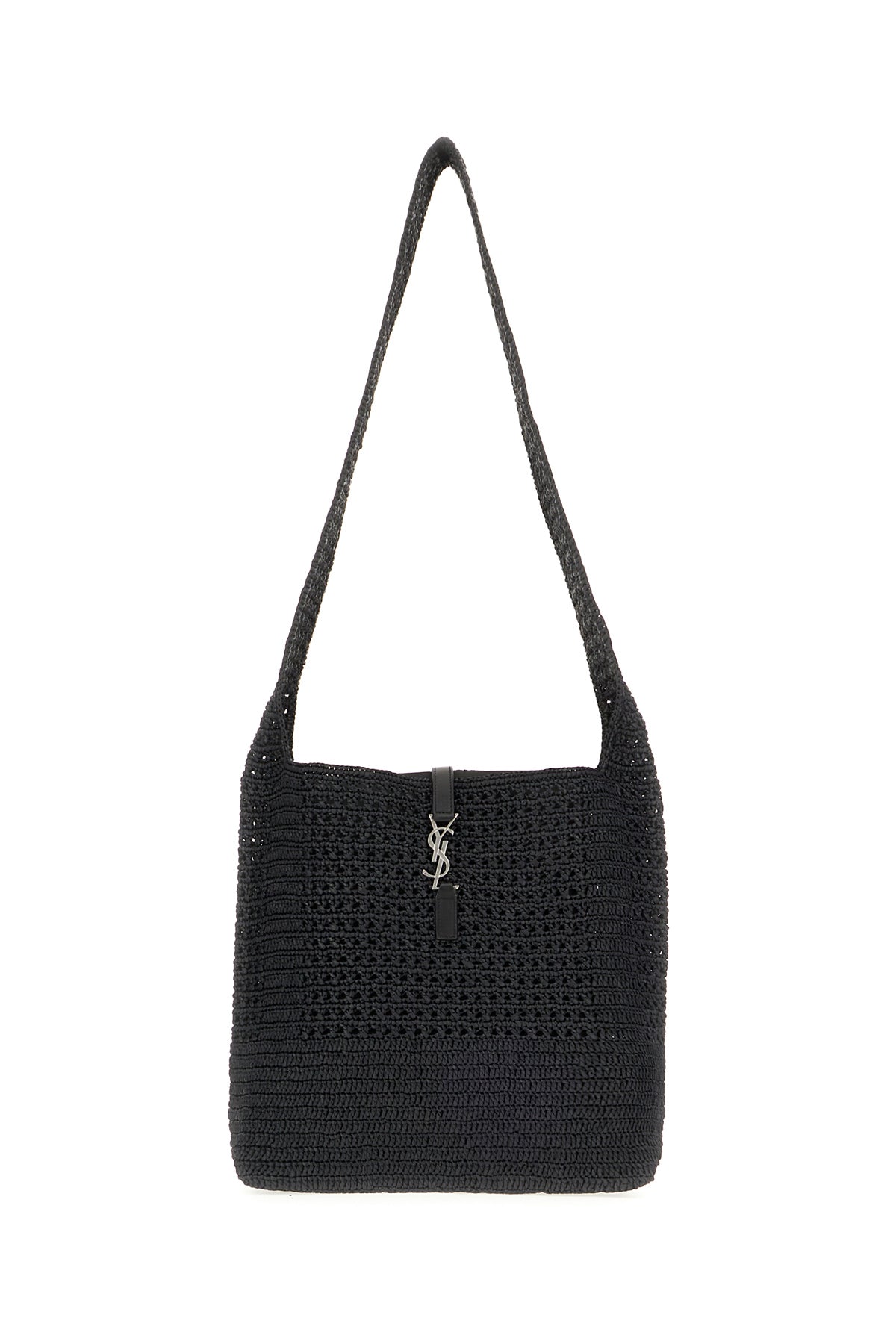 Saint Laurent Borsa a spalla Le 5 à 7 media in rafia nera