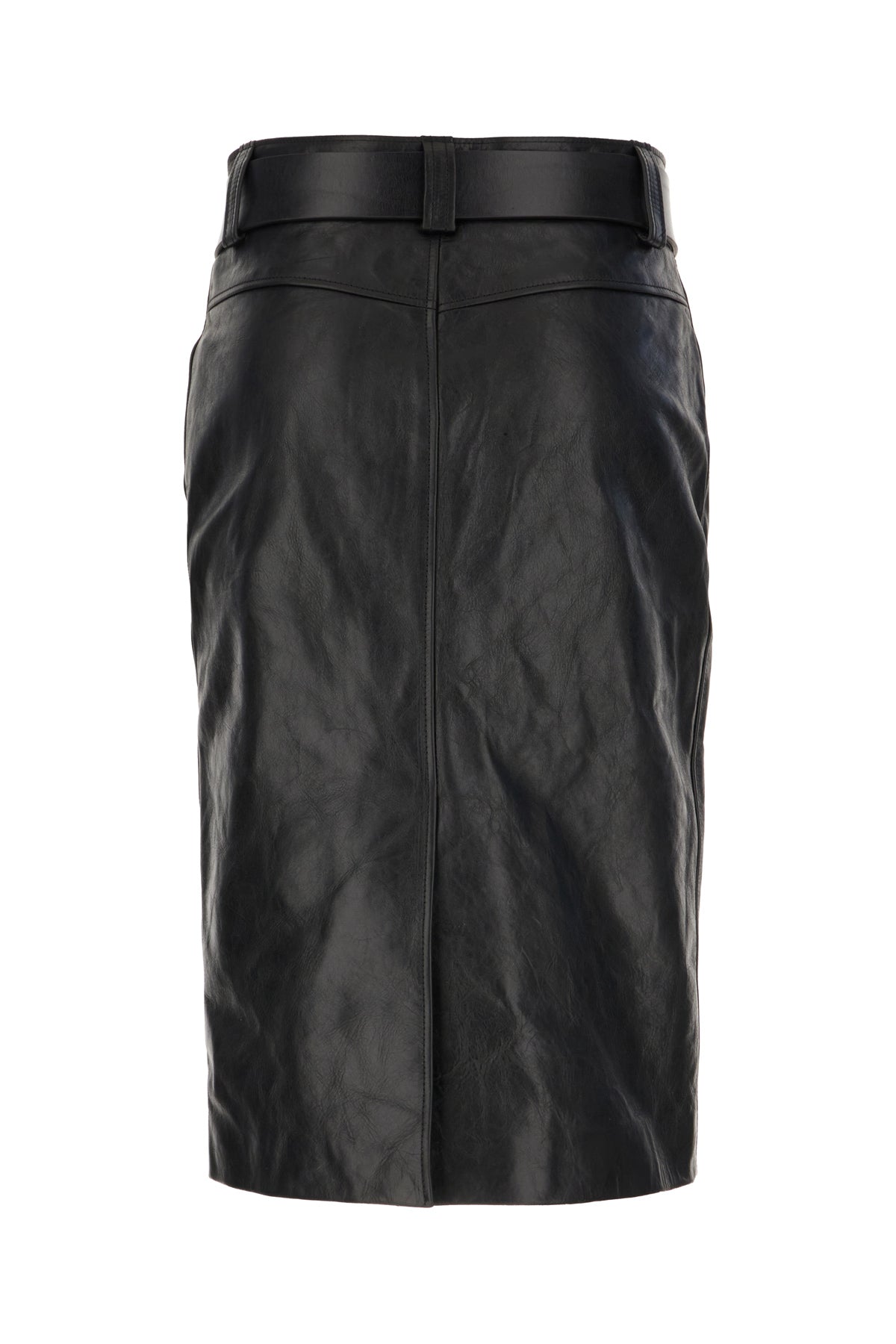 Saint Laurent Gonna in pelle nera, view 2