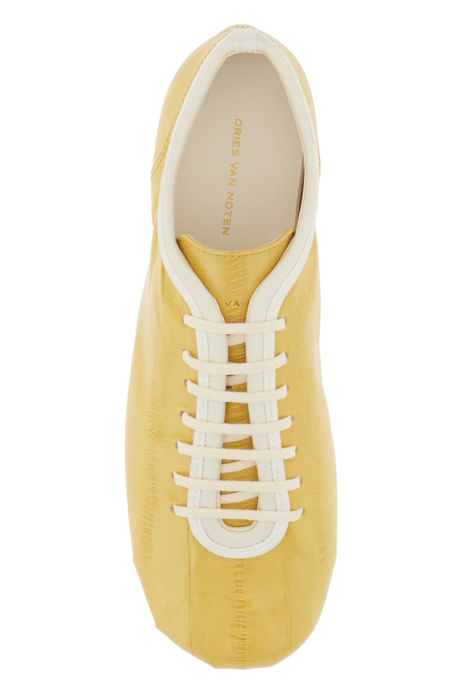 Dries Van Noten Sneakers Ballerina in pelle ocra, view 4