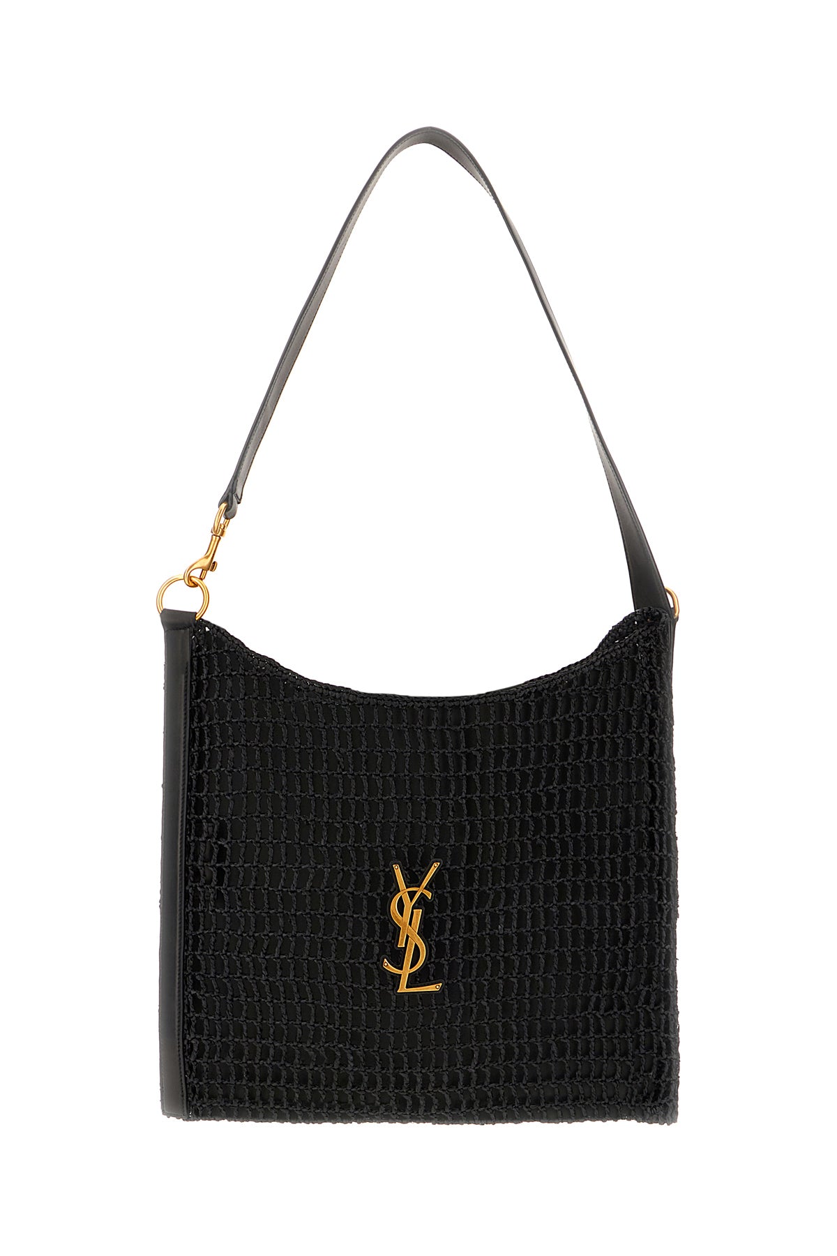 Saint Laurent Borsa shopping Oxalis in rafia nera