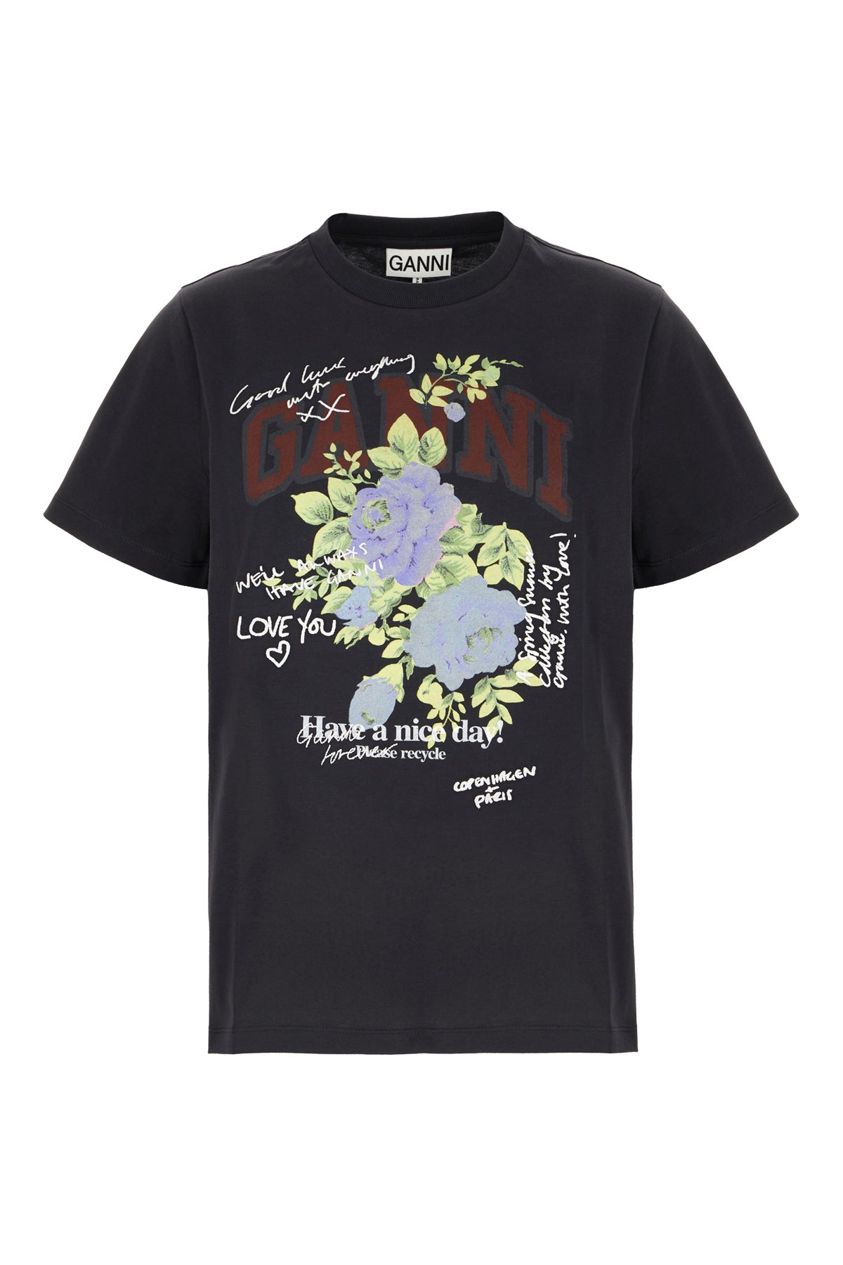 Ganni T-shirt in cotone ardesia