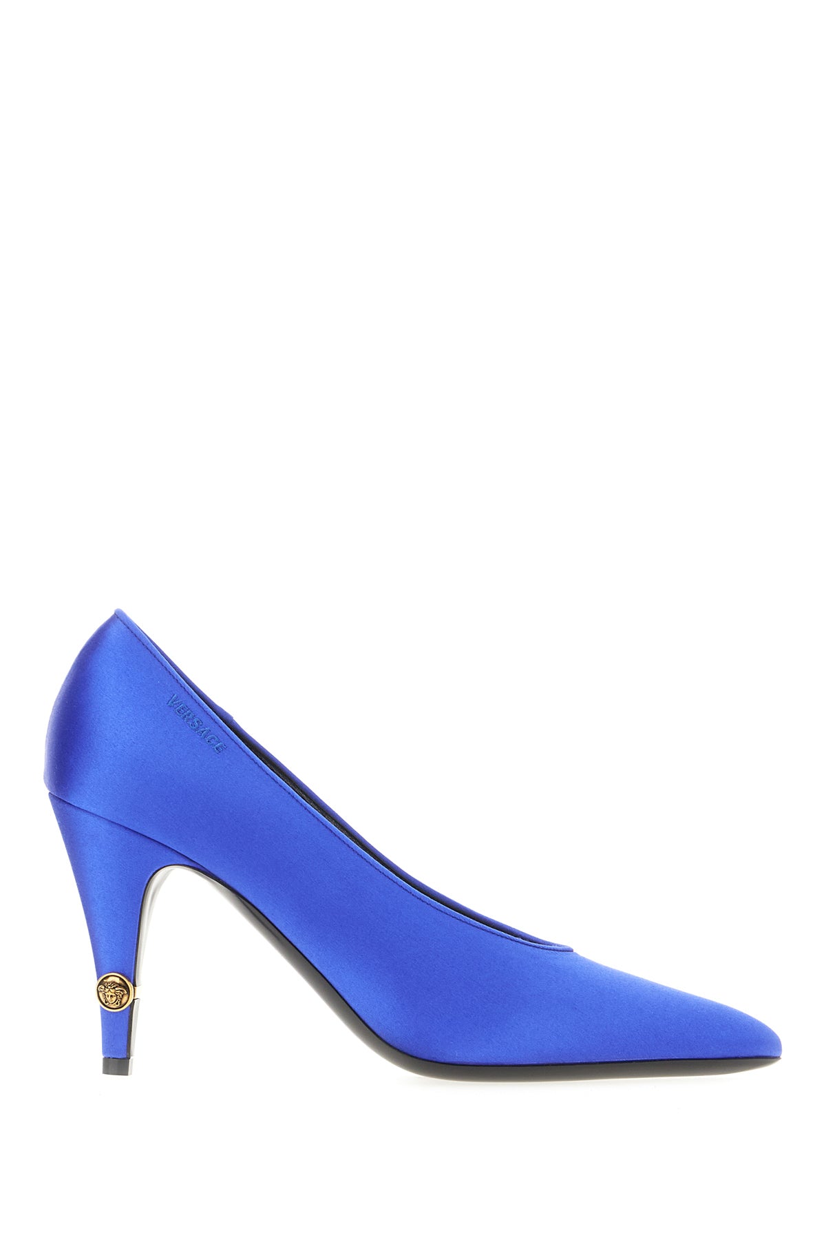 Versace Scarpe con tacco in raso blu elettrico