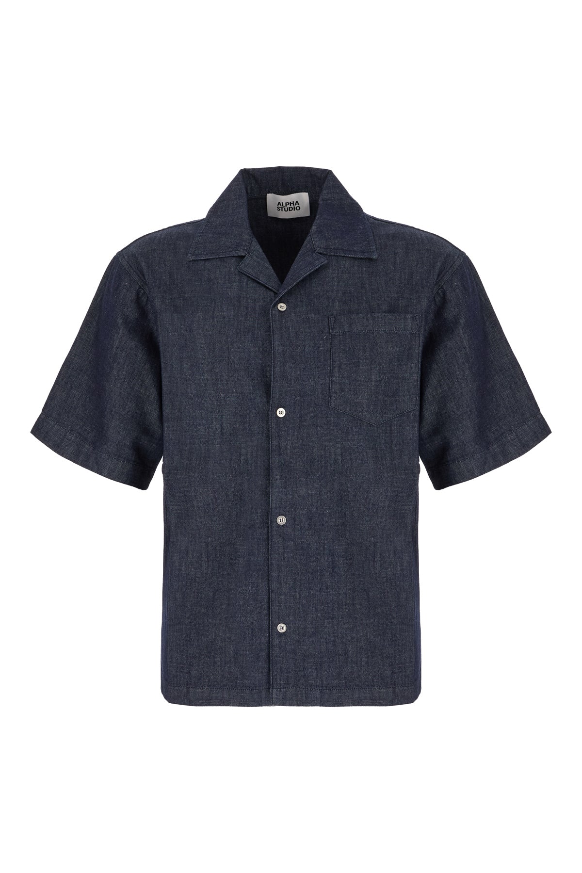 ALPHA STUDIO Camicia in denim blu notte