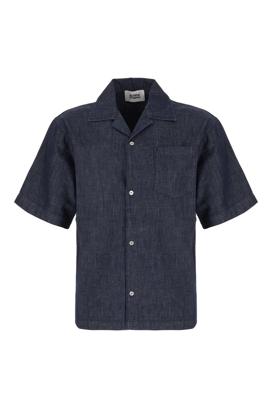 ALPHA STUDIO Camicia in denim blu notte