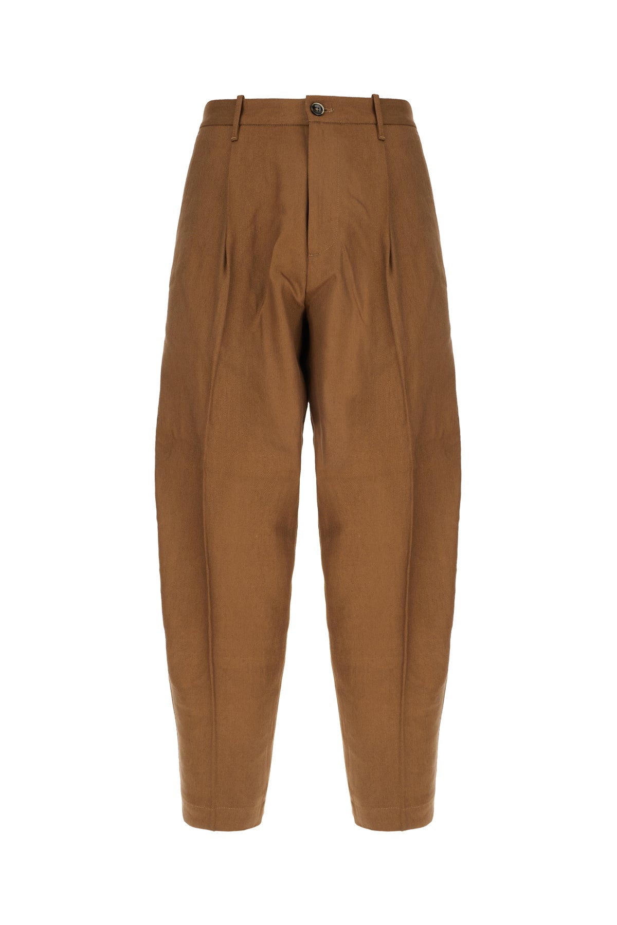 NINE IN THE MORNING Pantalone in misto lino stretch marrone