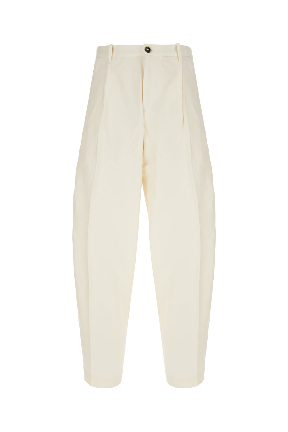 NINE IN THE MORNING Pantalone in misto lino stretch avorio