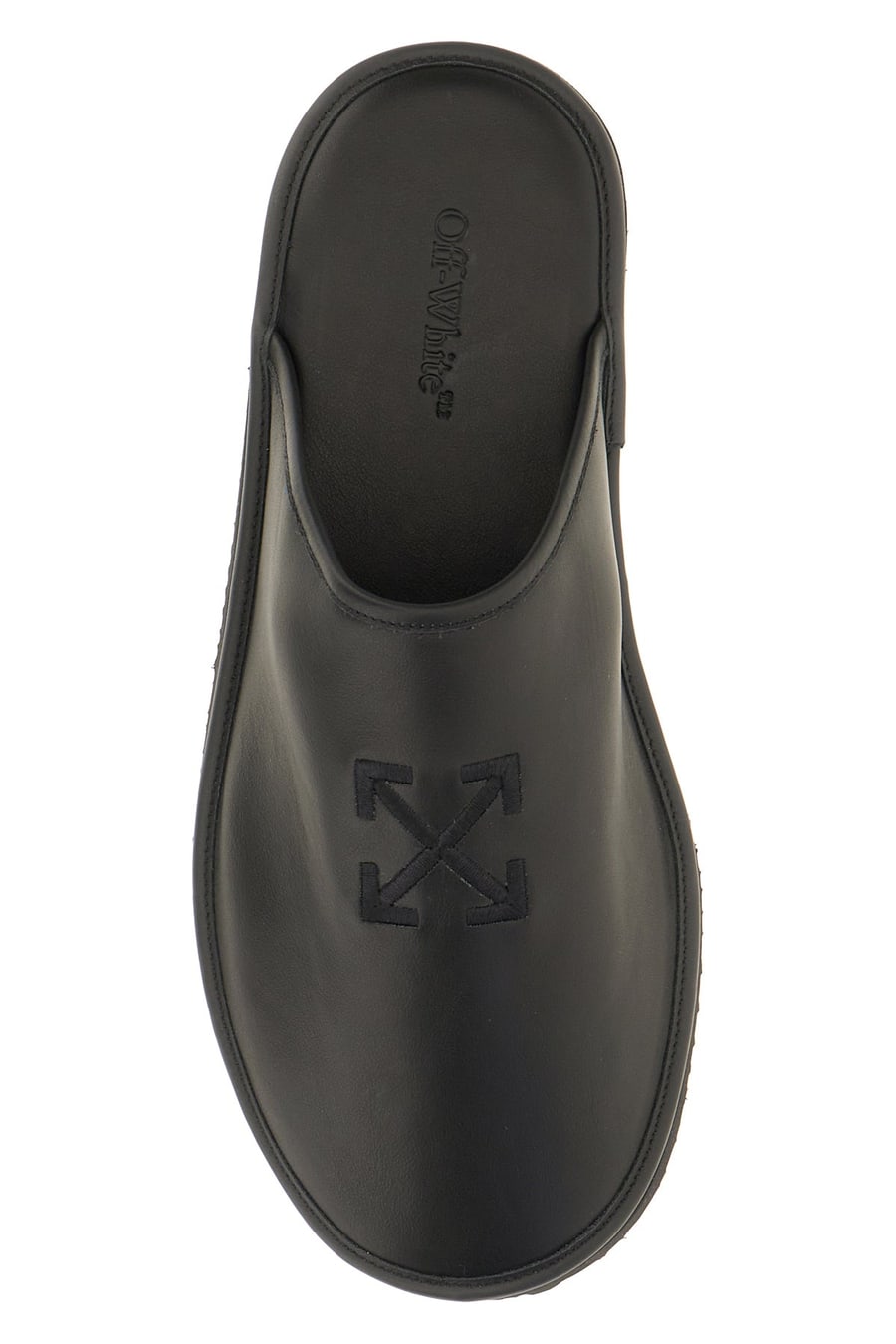 Off-White Slippers in pelle nera, view 4