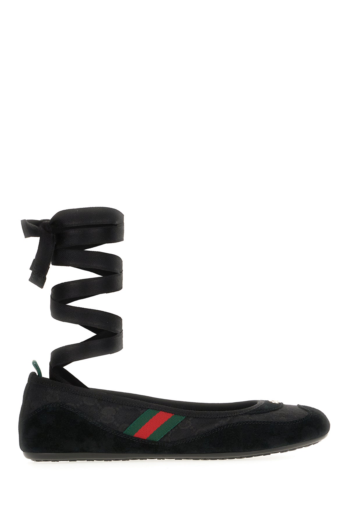 Gucci Ballerine nere in pelle scamosciata e tessuto