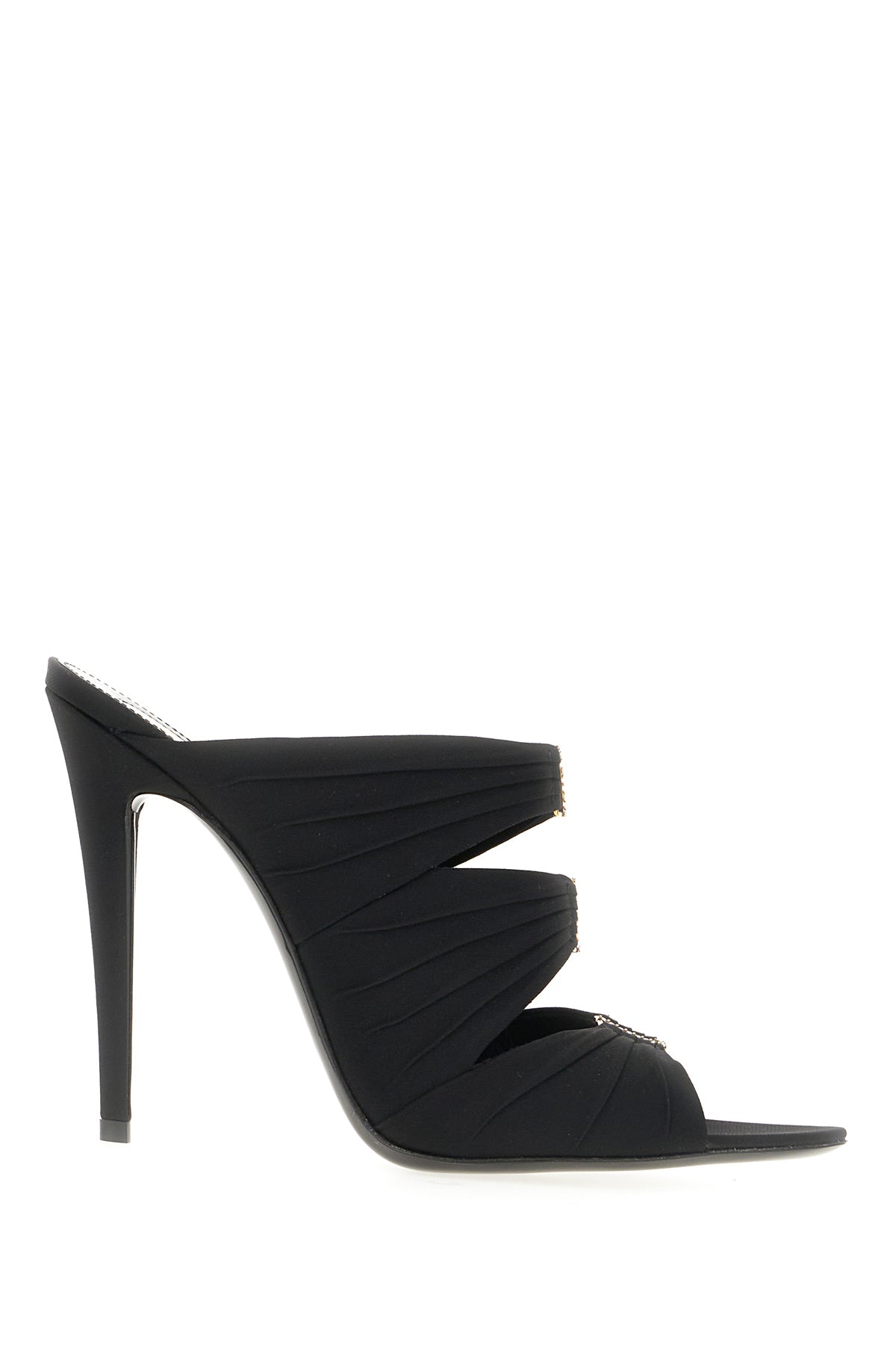 Saint Laurent Mules Emilie in misto viscosa nera